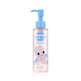 THE FACE SHOP x How To Train Your Dragon Rice Water Bright Light Cleansing Oil 150ml - Makeup & SPF Remover Suitable for Oily Skin