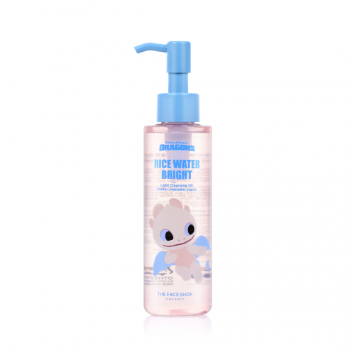 THE FACE SHOP x How To Train Your Dragon Rice Water Bright Light Cleansing Oil 150ml - Makeup & SPF Remover Suitable for Oily Skin