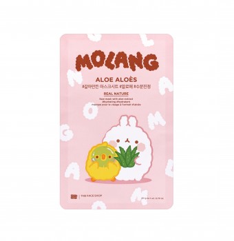 THE FACE SHOP x MOLANG Real Nature Face Mask 10pcs (2 Flavors) - Aloe