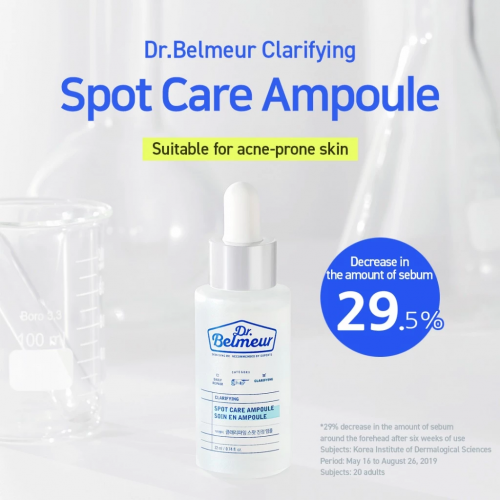 Dr Belmeur Clarifying Spot Care Ampoule 22ml - Anti Acne Serum, blemish & Scar care, Cica, Niacinamide for sensitive skin