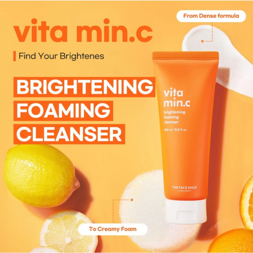 THE FACE SHOP Vitamin Brightening Foaming Cleanser 150ml - Vitamin C Enriched Brightening Cleanser